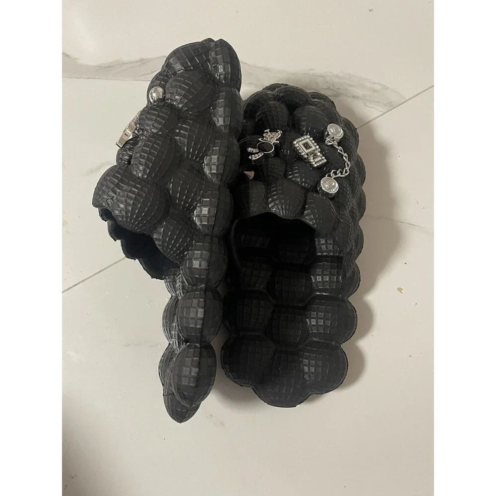 Black Bubble Slides with Sandals￼Charms